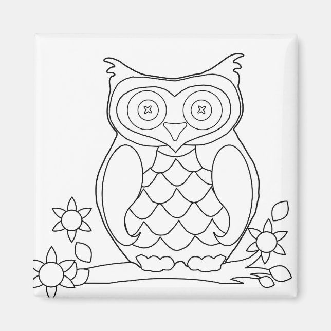 Adult Coloring Owl Magnet (Front)