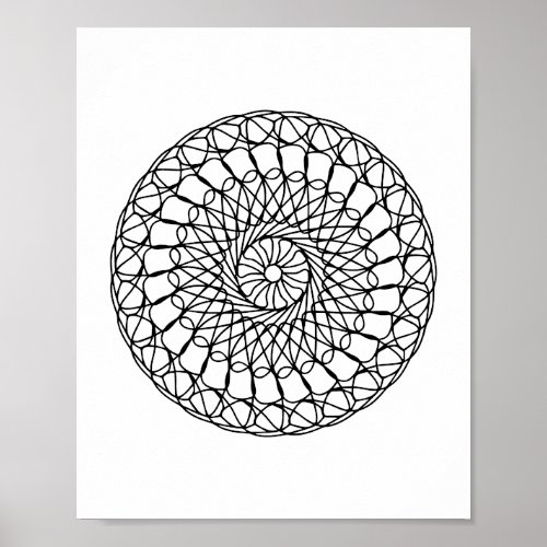 Adult Coloring Page Mandala DIY Wall Art Poster