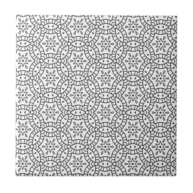 Adult Coloring Page Pattern Design Ceramic Tile (Front)