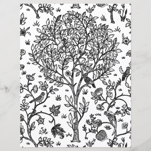 Adult Coloring Page, William Morris Tree of Life (Front)