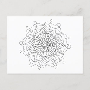 Adult Coloring Postcard with Original Mandala Art