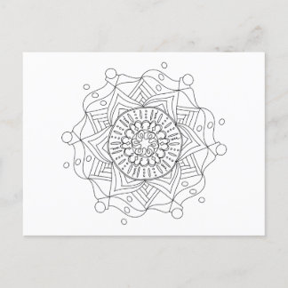 Adult Coloring Postcard with Original Mandala Art