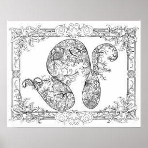 Adult Coloring Poster "Floral Swirls Art"