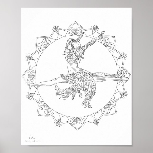 Adult Coloring Poster Mandala Jazz Dancer (Front)