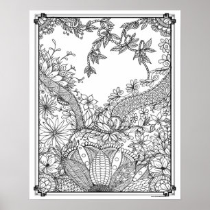 Adult Coloring Poster "Mother's Pearl Garden Art"