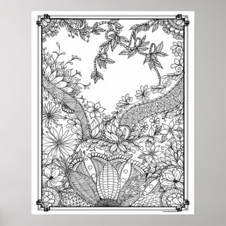 Adult Coloring Poster "Mother's Pearl Garden Art"