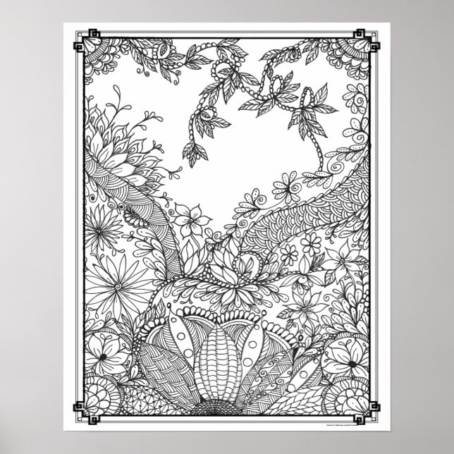 Adult Coloring Poster "Mother's Pearl Garden Art" (Front)