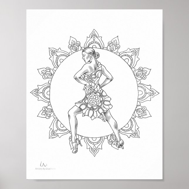Adult Coloring Poster Salsa Mandala Dancer (Front)