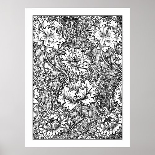 Adult Coloring Poster William Morris Chrysanthemum