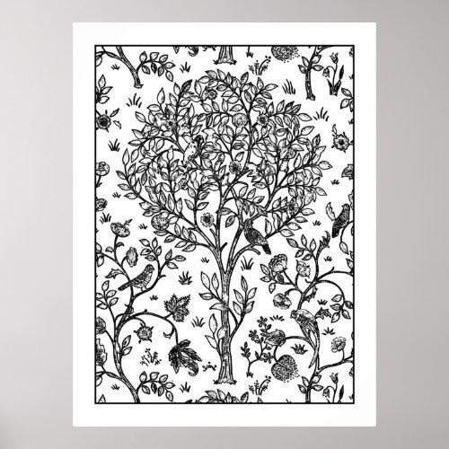 Adult Coloring Poster William Morris Tree of Life
