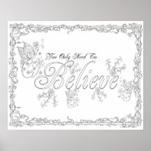 Adult Coloring Poster "You Need to Believe Art"