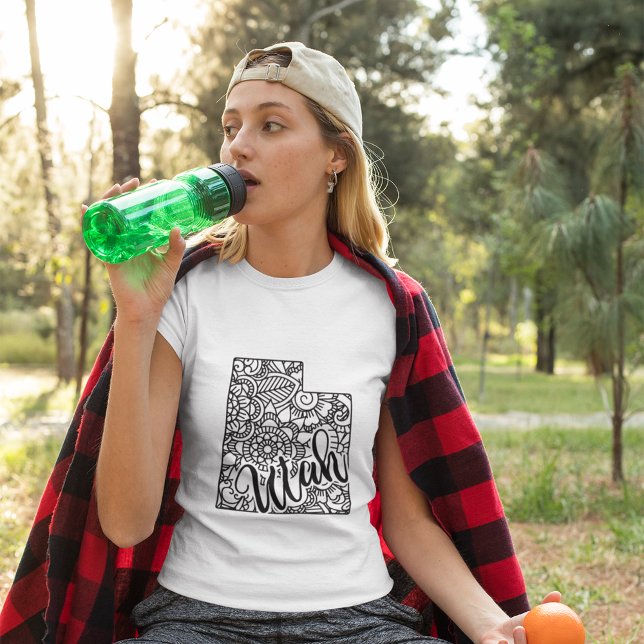 Adult Coloring Utah Line Art Mandala Map T-Shirt (Creator Uploaded)