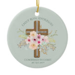 Adult CONFIRMATION Gift - Floral Cross Personalize Ceramic Ornament