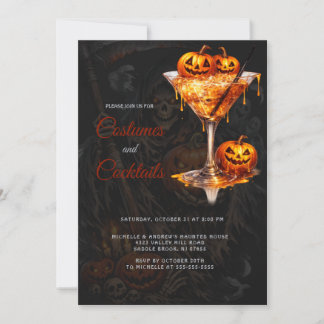 Adult Costumes and Cocktails Halloween Party Invitation