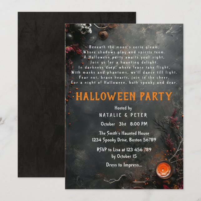 Adult Dark Gray Halloween Poem Invitation | Zazzle Adult Dark Gray Halloween Poem Invitation | Zazzle