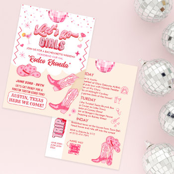 Adult Disco Cowgirl Bachelorette Weekend Invitation by PaperandPomp at Zazzle