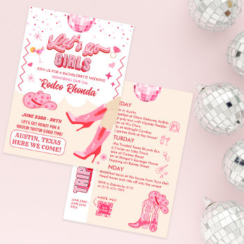 Adult Disco Cowgirl Bachelorette Weekend Invitation by PaperandPomp at Zazzle