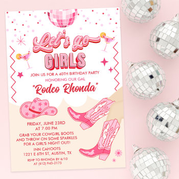 Adult Disco Cowgirl Birthday Party Invitation by PaperandPomp at Zazzle