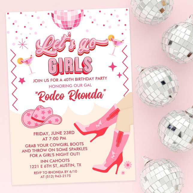 Adult Disco Cowgirl Birthday Party Invitation (Creator Uploaded)