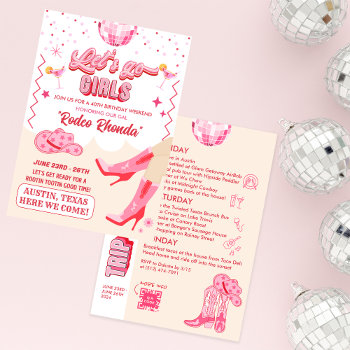 Adult Disco Cowgirl Birthday Weekend Invitation by PaperandPomp at Zazzle