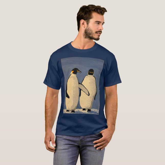 Adult emperor penguins walking and talking T-Shirt (Front Full)