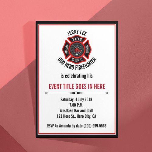 Adult Firefighter Event Retirement Birthday Invitation