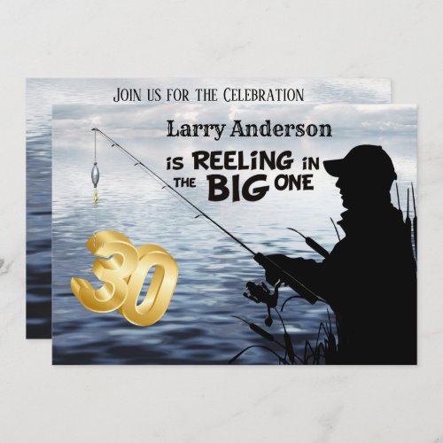 Adult Fisherman Milestone 30 Birthday  the Big One Invitation
