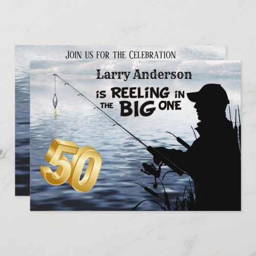 Adult Fisherman Milestone 50 Birthday  the Big One Invitation