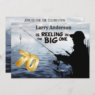 Adult Fisherman Milestone 70 Birthday the Big One Invitation