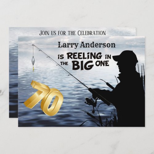 Adult Fisherman Milestone 70 Birthday  the Big One Invitation