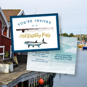 Adult Fishing Birthday Party Invitation Postcards