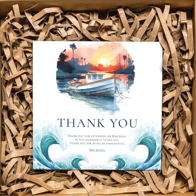 Adult Fishing Birthday Party Thank You Card (Creator Uploaded)
