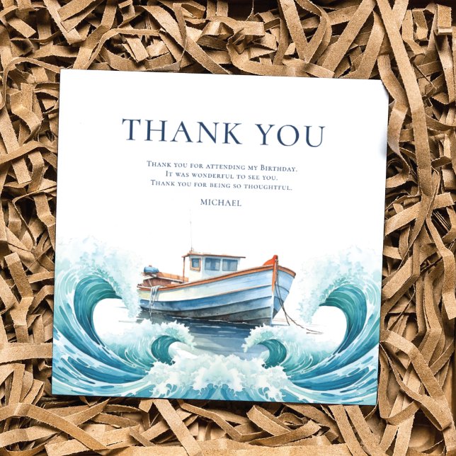 Adult Fishing Birthday Party watercolor Thank You Card (Creator Uploaded)