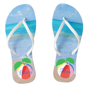 Adult Flip-Flops "Beachy Keen/Ocean, Beachball" Flip Flops