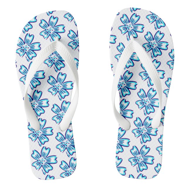 Adult Flip Flops-Flowers Flip Flops (Footbed)