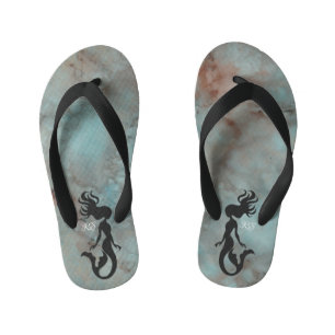 Adult Flip-Flops"Inkblots Bluish Oranges Mermaid" Kid's Flip Flops