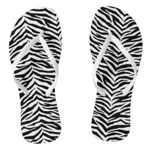 Adult Flip Flops-Zebra Print Flip Flops