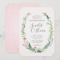 Adult Floral Birthday Invitation Any Age Milestone