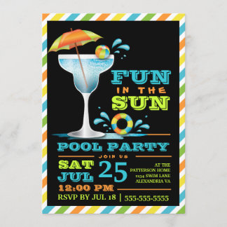 Adult Fun in Sun Pool Party Cocktail Invitation