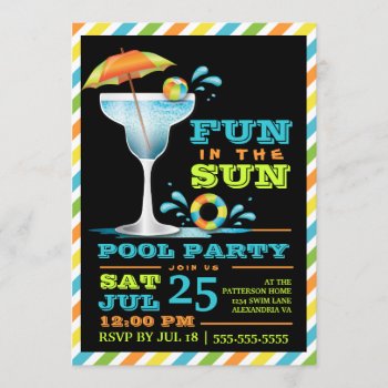 Adult Fun In Sun Pool Party Cocktail Invitation by kat_parrella at Zazzle