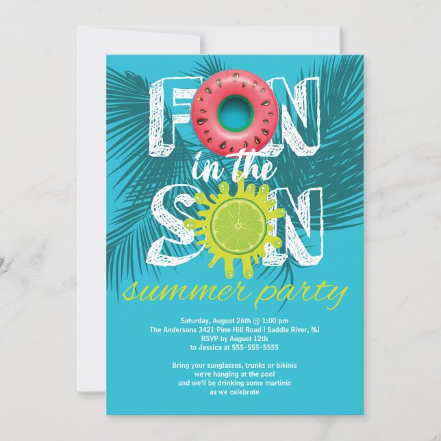 Adult Fun Sun Summer Invitation (Front)