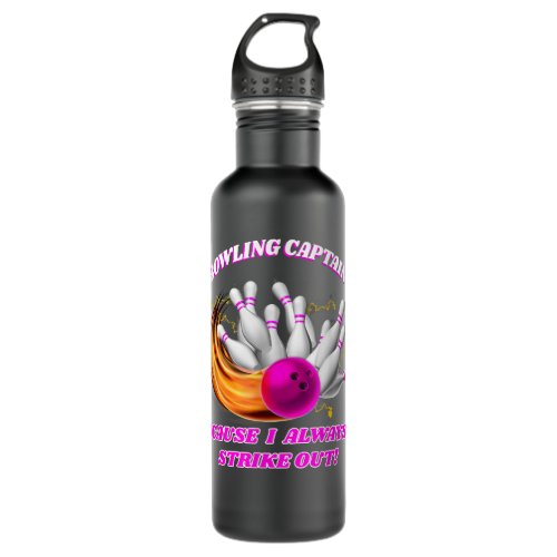 Adult funny bowling captain rollin bowlers strike  stainless steel water bottle
