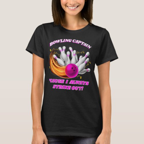 Adult funny bowling captain rollin bowlers strike  T_Shirt