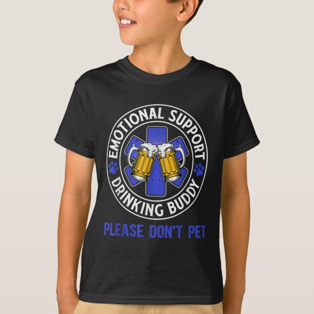 Adult Funny Drinking Emotional Support Drinking Bu T-Shirt (Front)
