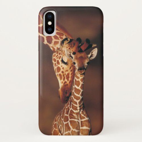 Adult Giraffe with calf Giraffa camelopardalis iPhone X Case