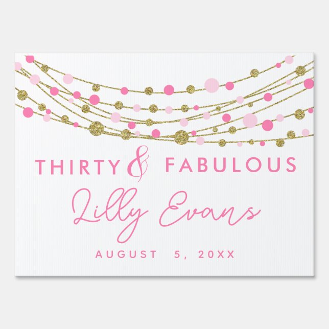 Adult glitz glam Big birthday pink Sign (Front)