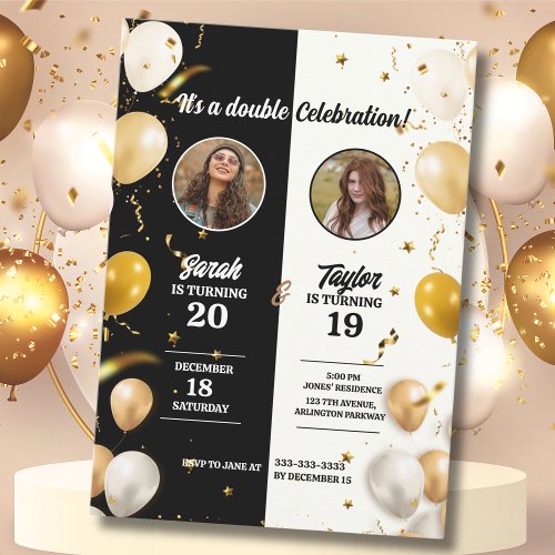 Adult Gold Double Joint Birthday Party Invitation