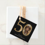 Adult Gold Glitter 50th Birthday Photo Favor Tags<br><div class="desc">50th Birthday Gold Glitter Photo party template. Available as a digital download printable.
Custom,  personalized,  editable download</div>