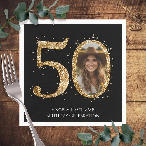 Adult Gold Glitter 50th Birthday Photo
