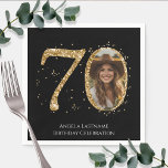 Adult Gold Glitter 70th Birthday Photo Napkins<br><div class="desc">70th Birthday Gold Glitter Photo party template. Available as a digital download printable.
Custom,  personalized,  editable download</div>